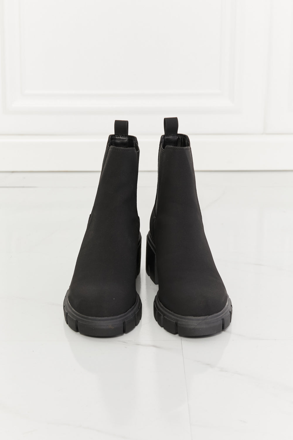 MMShoes Work For It Matte Lug Sole Chelsea Boots in Black-Jewearrings