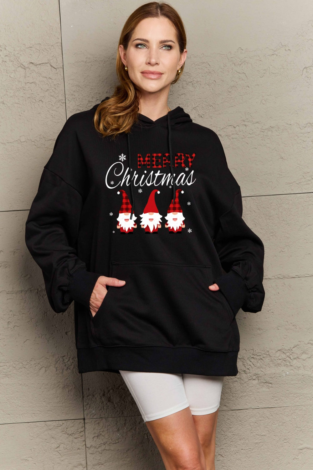 Simply Love Full Size MERRY CHRISTMAS Graphic Hoodie-Jewearrings