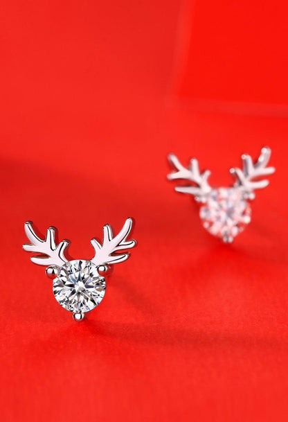 Moissanite One Deer Has Your Ear Studs 925 Silver Earrings Earring Silver Accessories Wholesale-Jewearrings