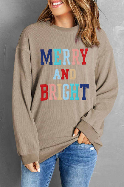 MERRY AND BRIGHT Graphic Sweatshirt-Jewearrings