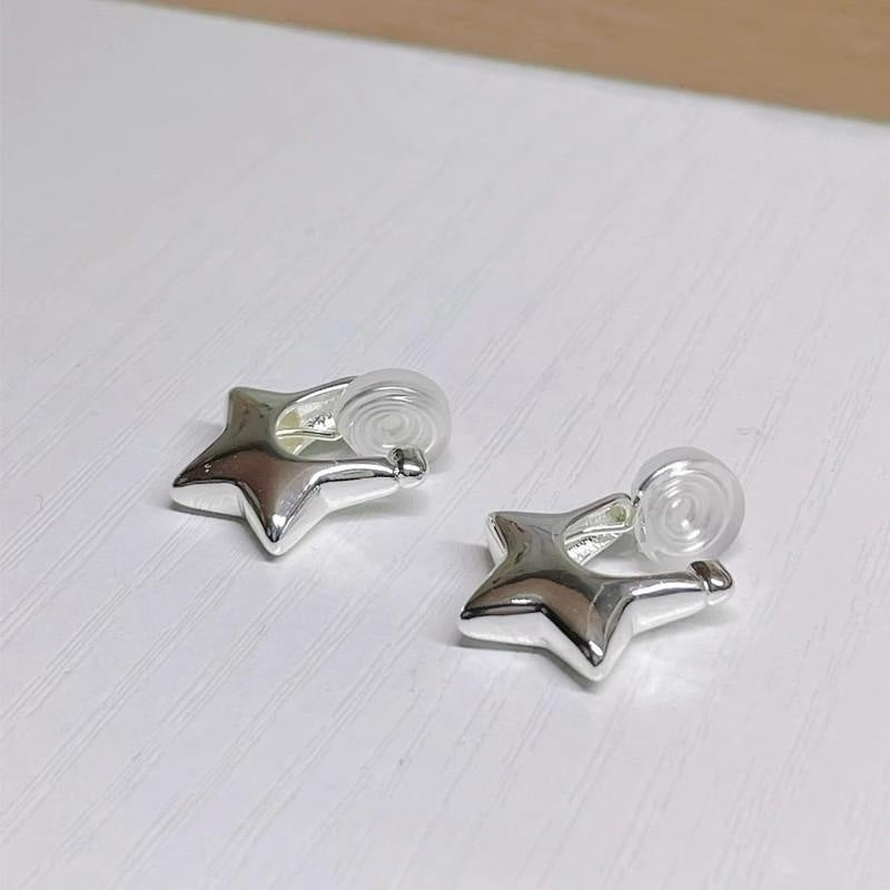 Sterling Silver Five Pointed Star Earrings-Jewearrings