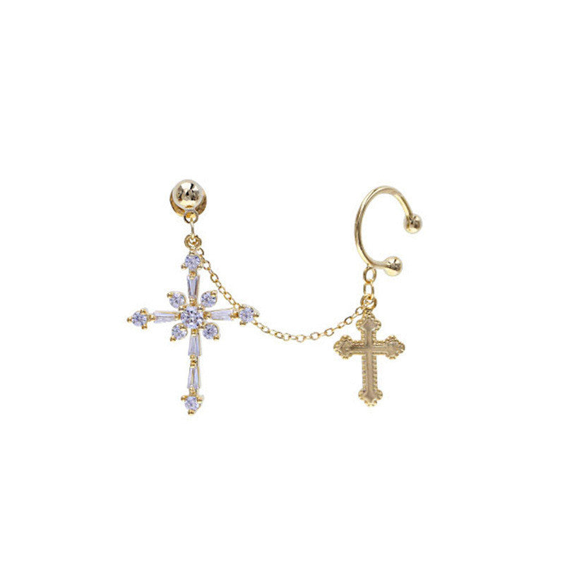 Retro Niche High-end Cross Earrings Ear Bone Clip-Jewearrings