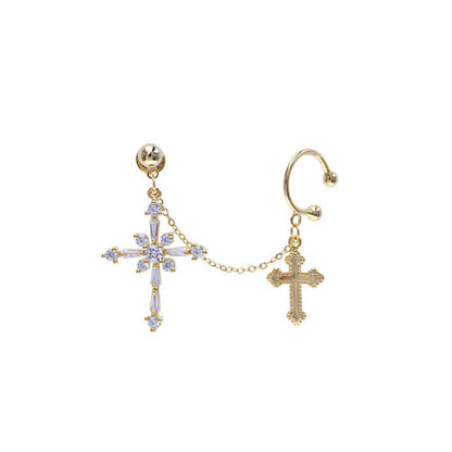 Retro Niche High-end Cross Earrings Ear Bone Clip-Jewearrings