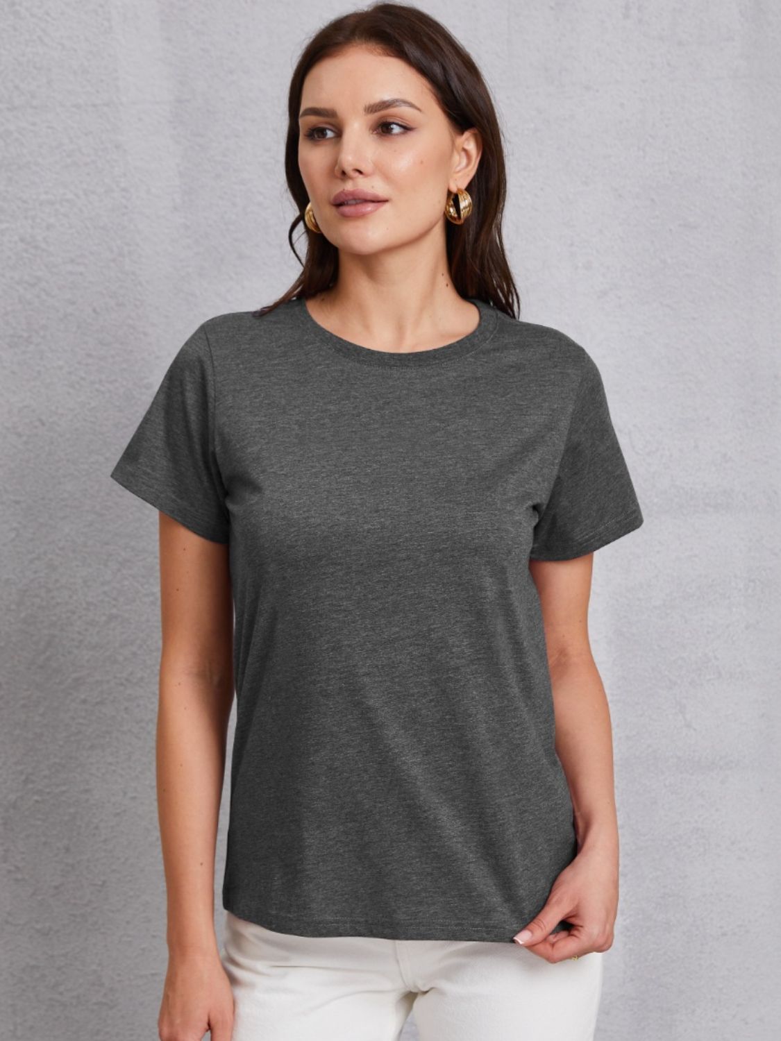 Round Neck Short Sleeve T-Shirt-Jewearrings