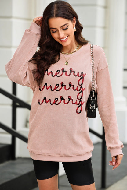 Letter Graphic Round Neck Sweatshirt-Jewearrings