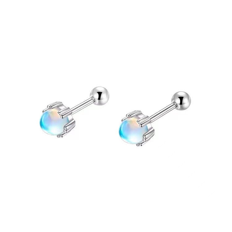 Women's S925 Sterling Silver Moonstone Stud Earrings-Jewearrings