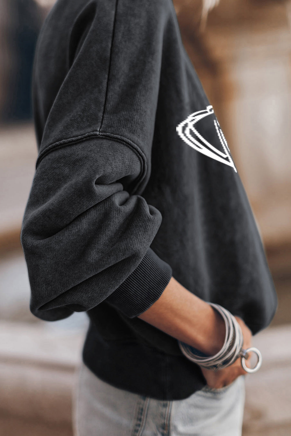 Round Neck Long Sleeve FOOTBALL Graphic Sweatshirt-Jewearrings