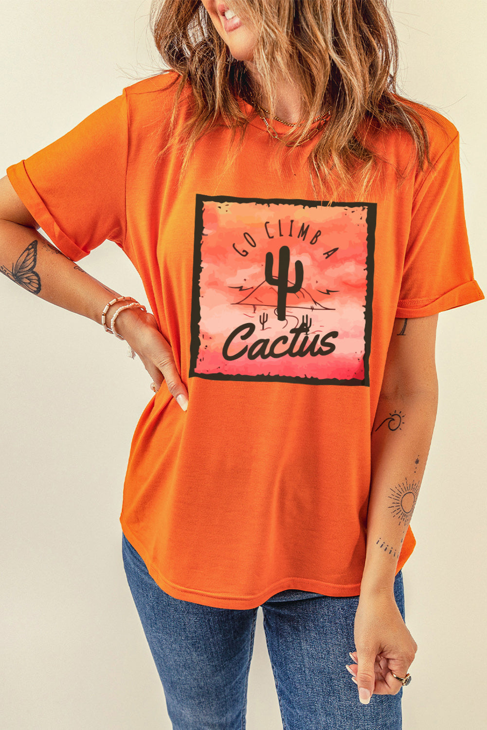 Go Climb A Cactus Slogan Graphic Tee Shirt-Jewearrings