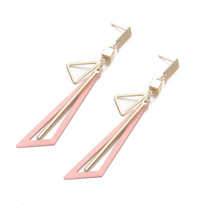 Korean Long Statement Geometric Triangle Tassel Dangle Drop Earrings For Women Earrings Fashion Jewelry Oorbellen Brincos-Jewearrings