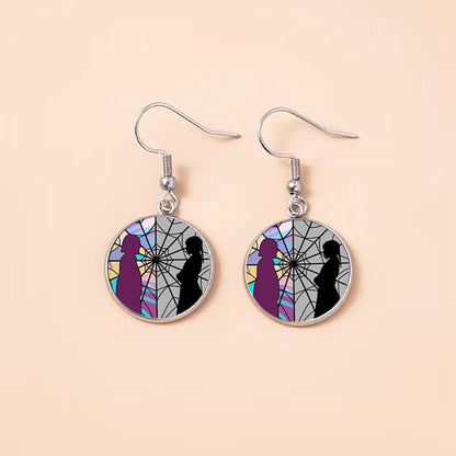 Punk Wednesday Stainless Steel Glass Dome Dangle Earrings For Women Girls-Jewearrings