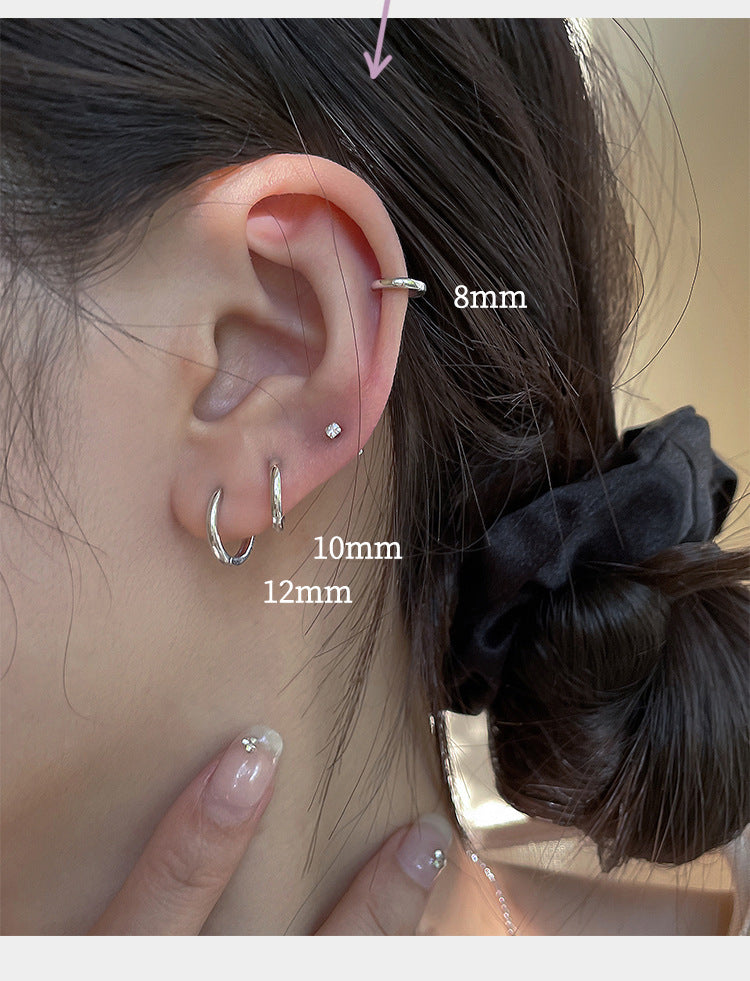 Silver Pin Earrings Bone Stud Simple Bracelet Ear Clip-Jewearrings