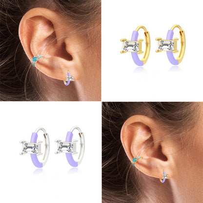 S925 Sterling Silver Dripping Earclip Rhinestone Earrings-Jewearrings