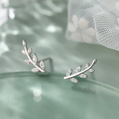 Women's Fashion Simple Silver Tree Branch Zirconia Earrings-Jewearrings