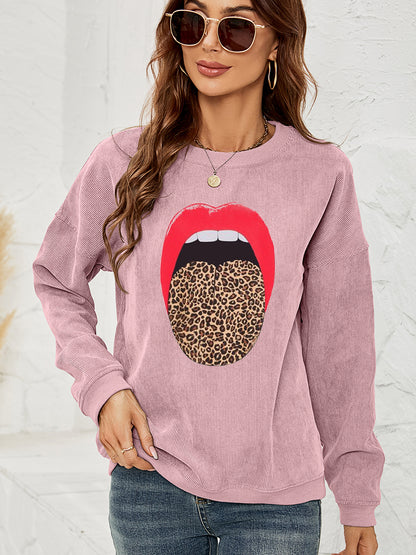 Round Neck Dropped Shoulder MAMA Graphic Sweatshirt-Jewearrings