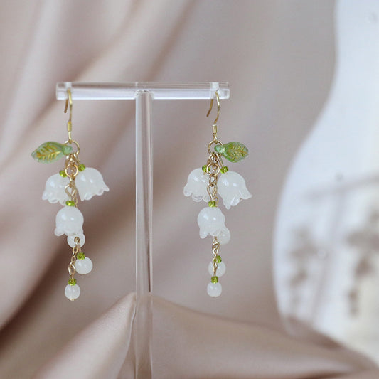 White Orchid Earrings Silver Elegant And Gentle-Jewearrings