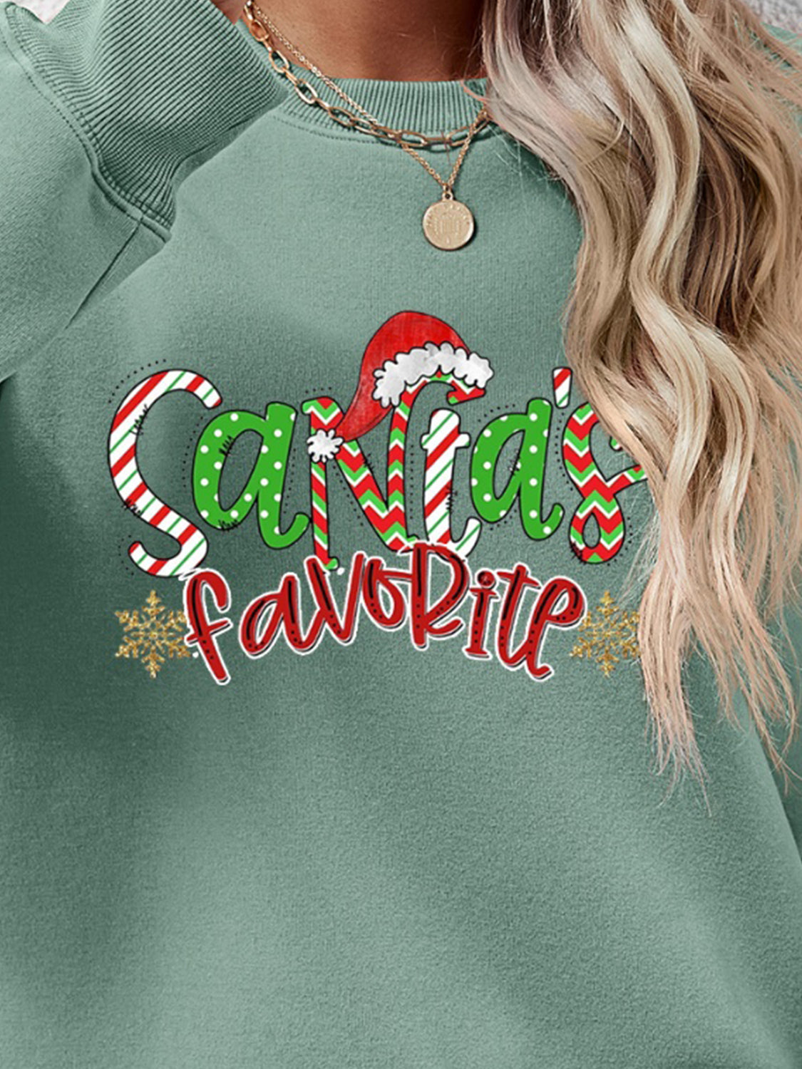 Letter Graphic Round Neck Long Sleeve Sweatshirt-Jewearrings