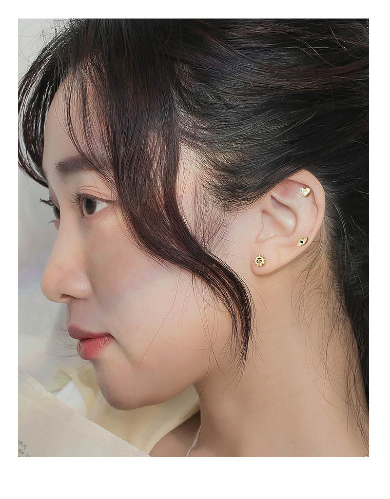 Women's S925 Silver Simple Lovely Eye Stud Earrings-Jewearrings