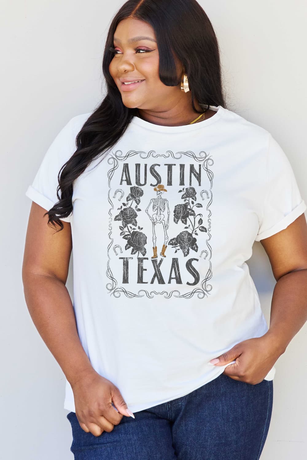 Simply Love Full Size AUSTIN TEXAS Graphic Cotton T-Shirt-Jewearrings