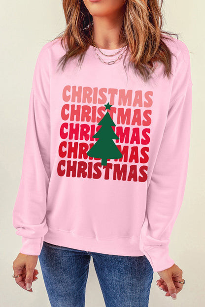 CHRISTMAS Round Neck Dropped Shoulder Sweatshirt-Jewearrings