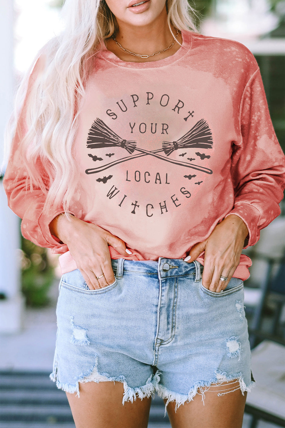 SUPPORT YOUR LOCAL WITCHES Graphic Sweatshirt-Jewearrings