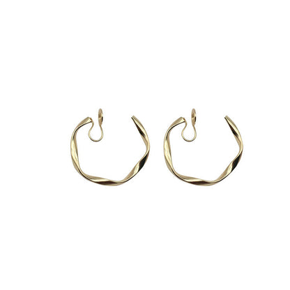 Mosquito Coil Irregular Metal Earrings Circle Ear Clip Without Hole-Jewearrings