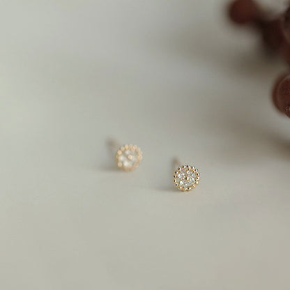 Sterling Silver Beanie Bean Zirconia Cross Stud Earrings-Jewearrings