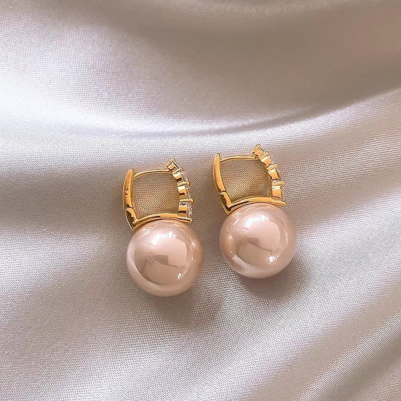 Micro Inlaid Zircon Pearl Earrings-Jewearrings