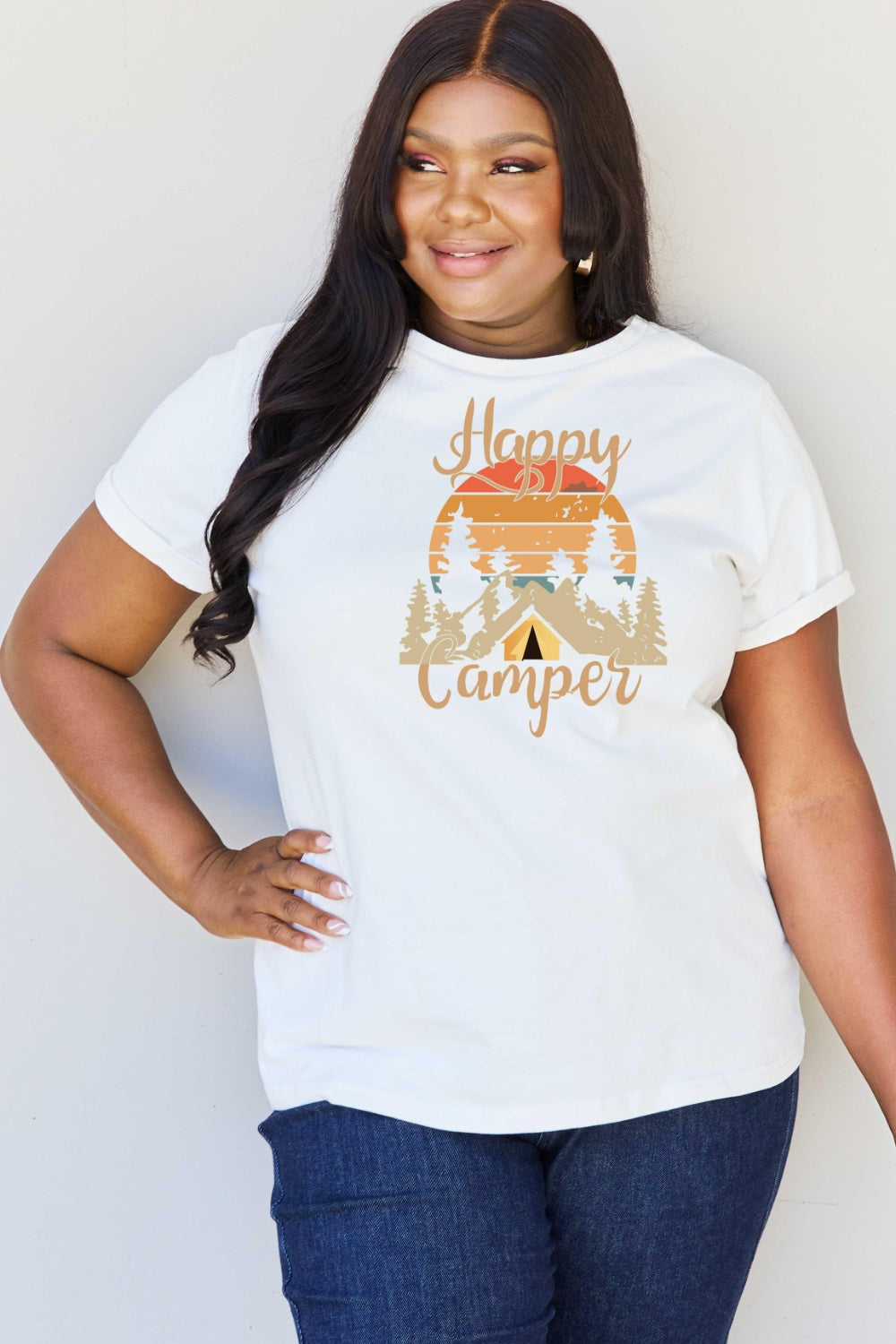 Simply Love Full Size HAPPY CAMPER Graphic T-Shirt-Jewearrings