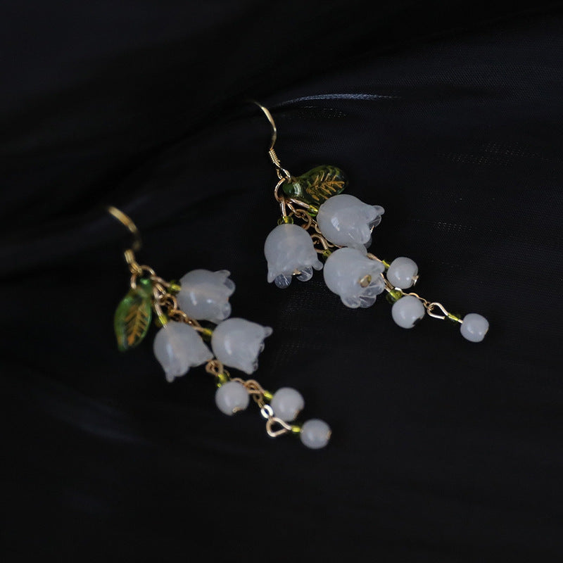 White Orchid Earrings Silver Elegant And Gentle-Jewearrings