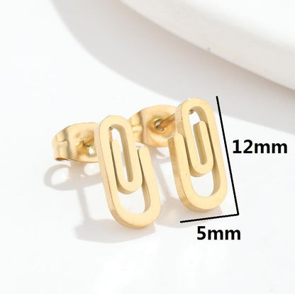 Stainless Steel Clip Ear Studs Geometric Simple Women Earrings-Jewearrings