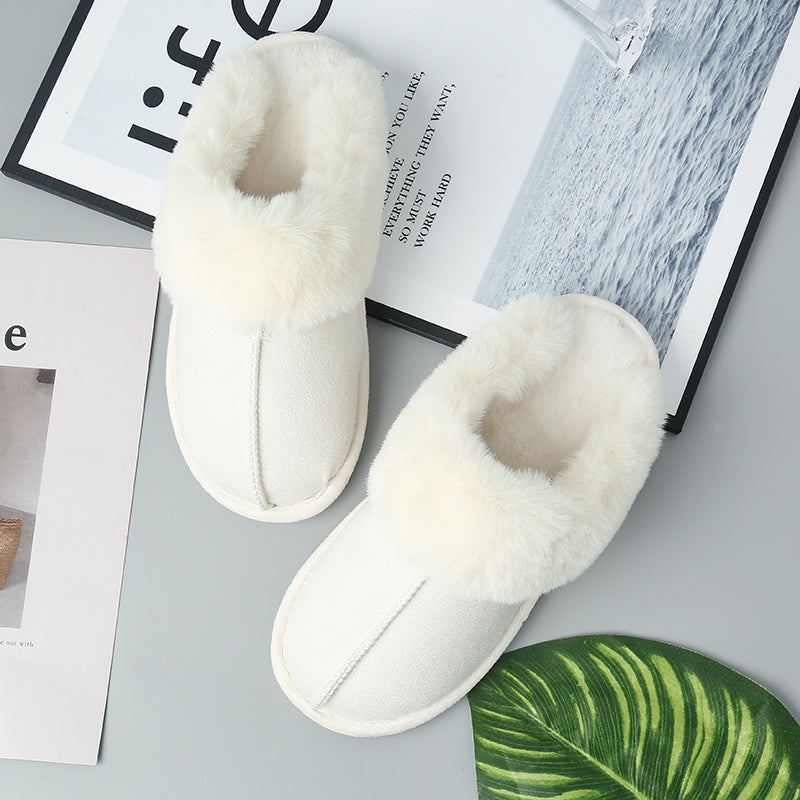 Faux Suede Center Seam Slippers-Jewearrings