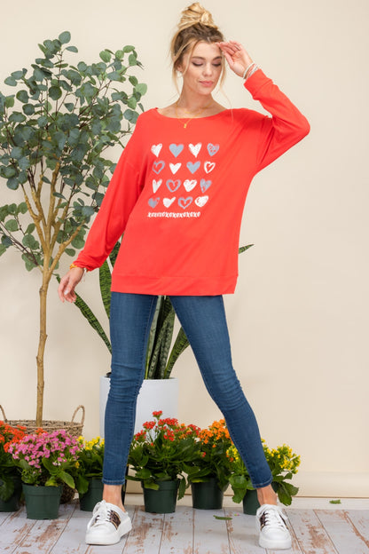 Celeste Full Size Heart Graphic Long Sleeve T-Shirt-Jewearrings