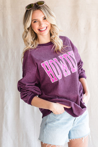 HOWDY Graphic Dropped Shoulder Sweatshirt-Jewearrings