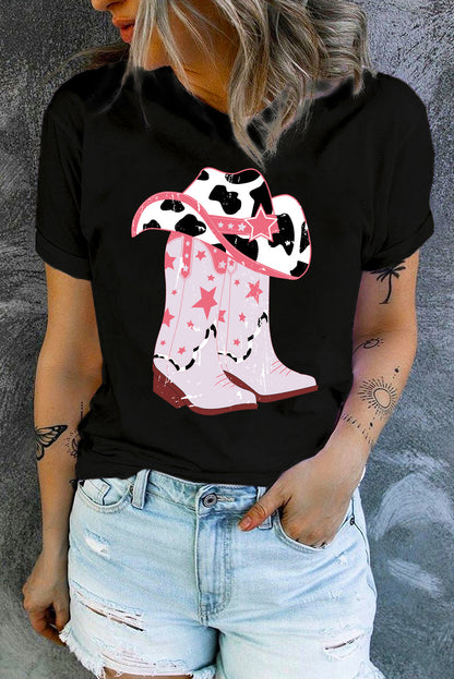 Cowboy Hat and Boots Graphic Tee-Jewearrings