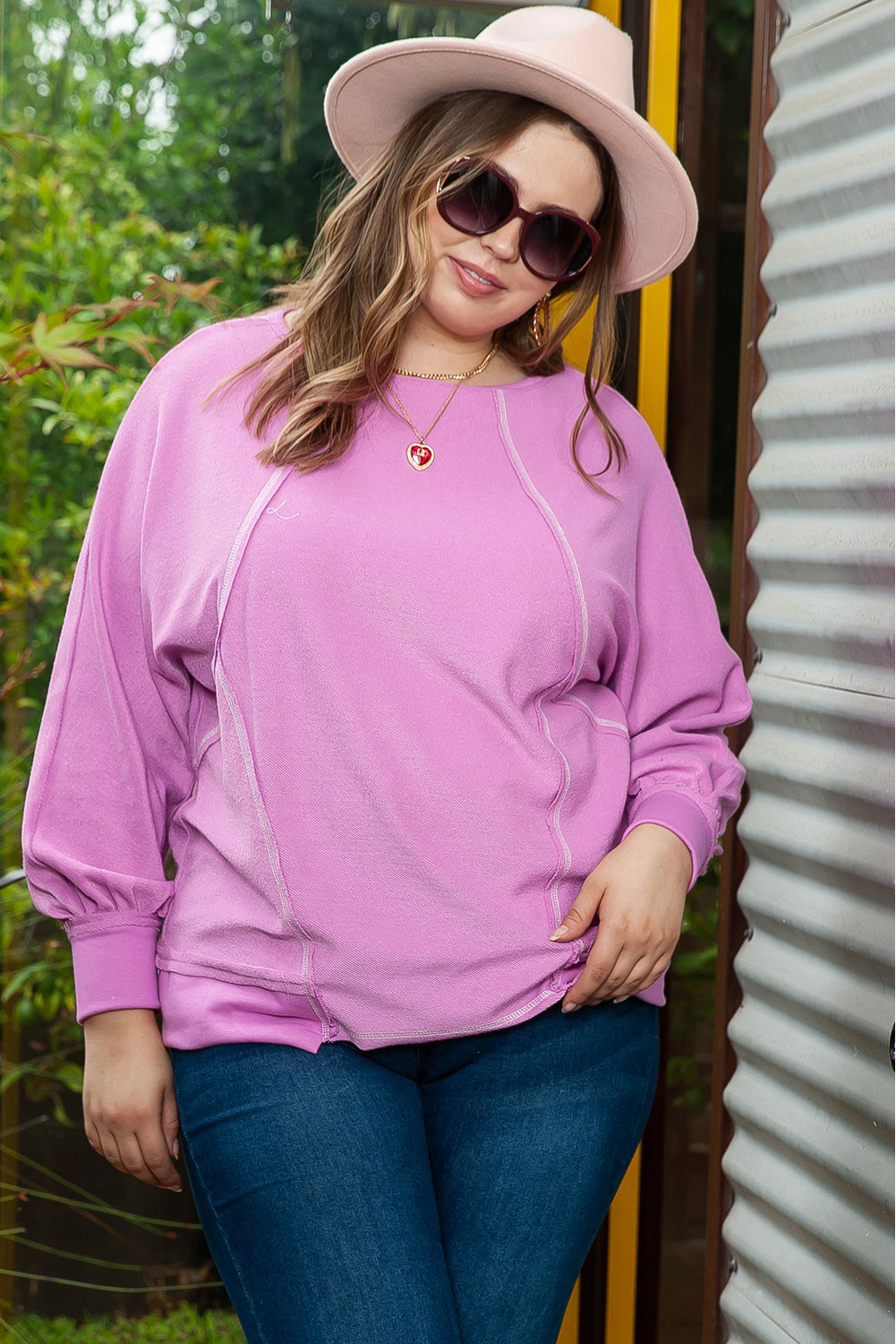 Plus Size Contrast Stitching Long Sleeve T-Shirt-Jewearrings