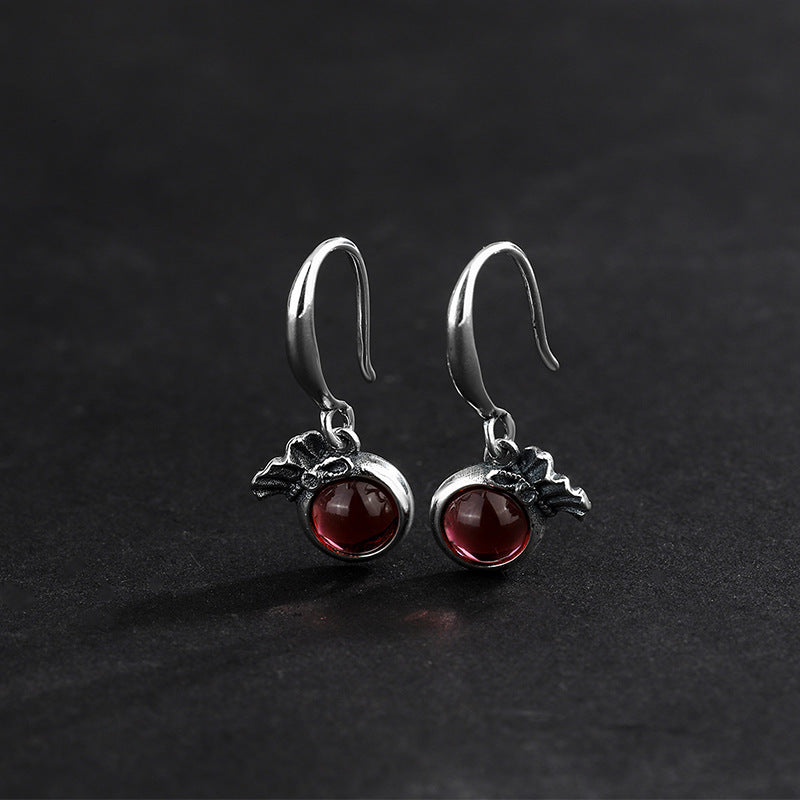 925 Sterling Silver Blessing Bag Pigeon Some Red Zircon Earrings Female-Jewearrings