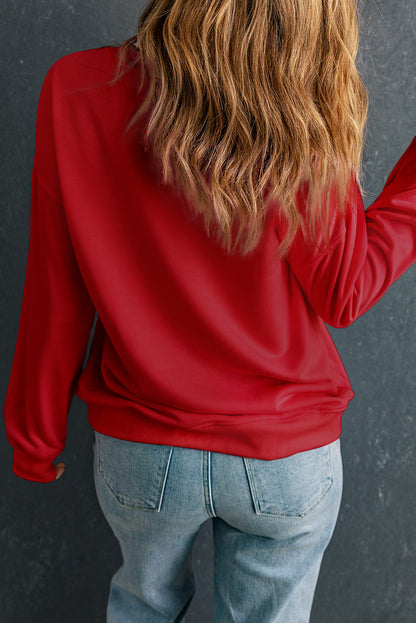 Santa Graphic Round Neck Long Sleeve Sweatshirt-Jewearrings