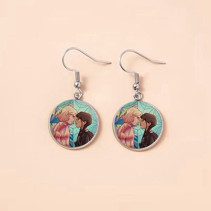 Punk Wednesday Stainless Steel Glass Dome Dangle Earrings For Women Girls-Jewearrings