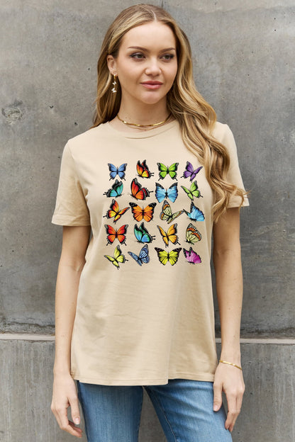 Simply Love Full Size Butterfly Graphic Cotton Tee-Jewearrings