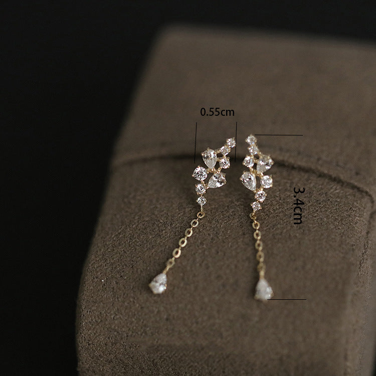 925 Silver Stud Earrings Simple Fashion Smart Water Drop Branches And Leaves-Jewearrings