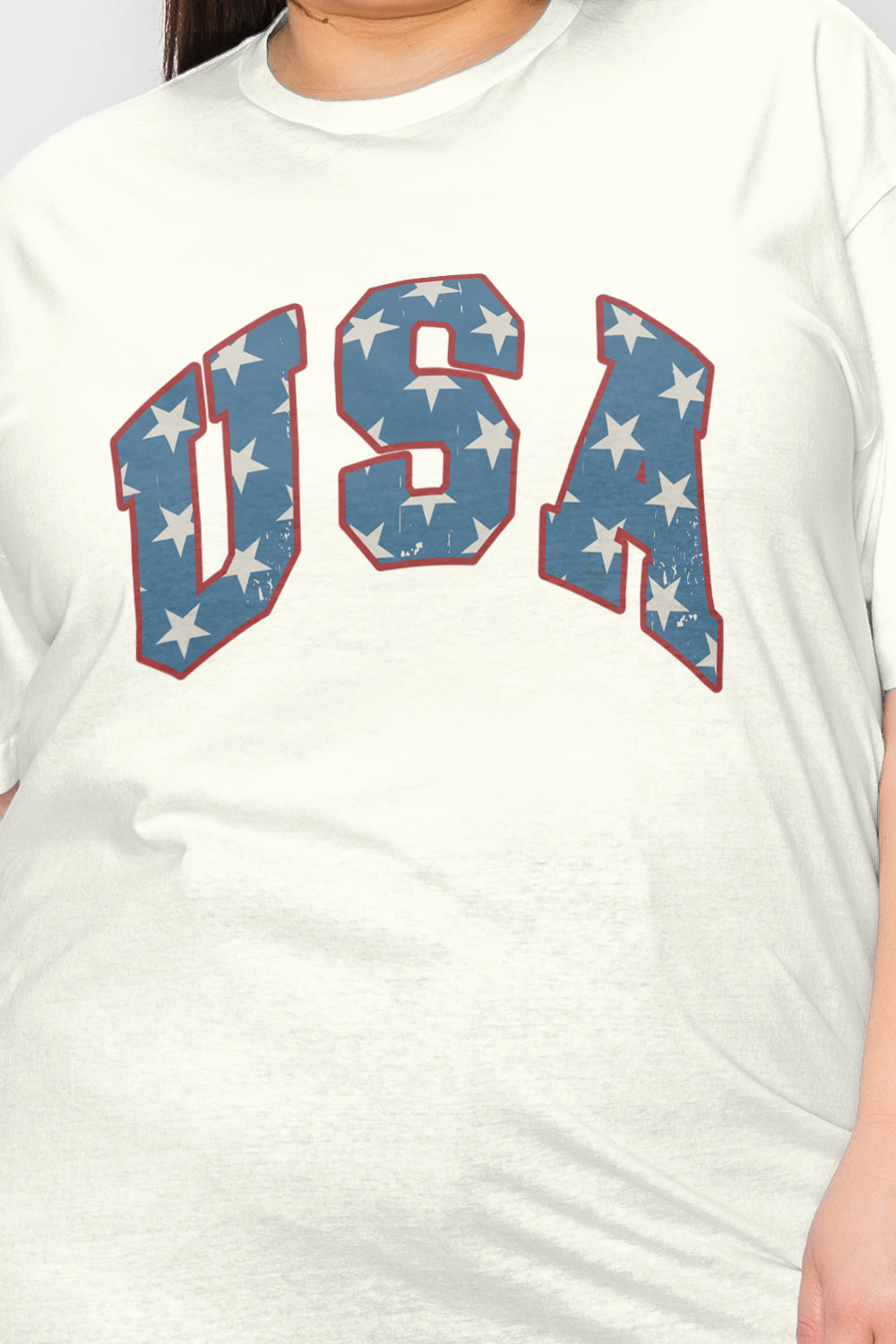 Simply Love Full Size USA Letter Graphic Short Sleeve T-Shirt-Jewearrings