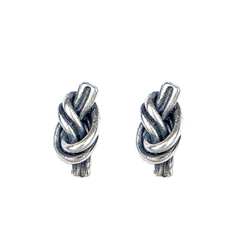 Retro 925 Sterling Silver Knotted Earrings-Jewearrings