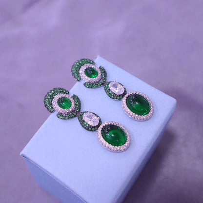 Vintage Fashion Versatile Floral Faux Emerald Earrings-Jewearrings