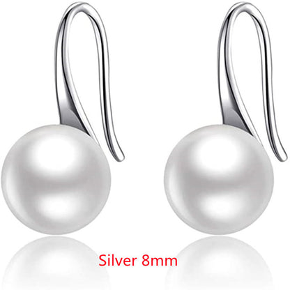 Simple 925 Silver Elegant Women's Pearl Stud Earrings-Jewearrings