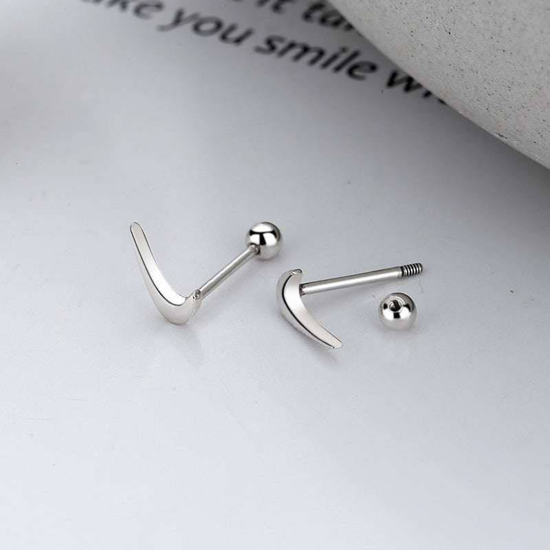 S925 Sterling Silver Korean Ins Style Simple Pair Hook Earrings Trend Casual Style Wild Earrings-Jewearrings