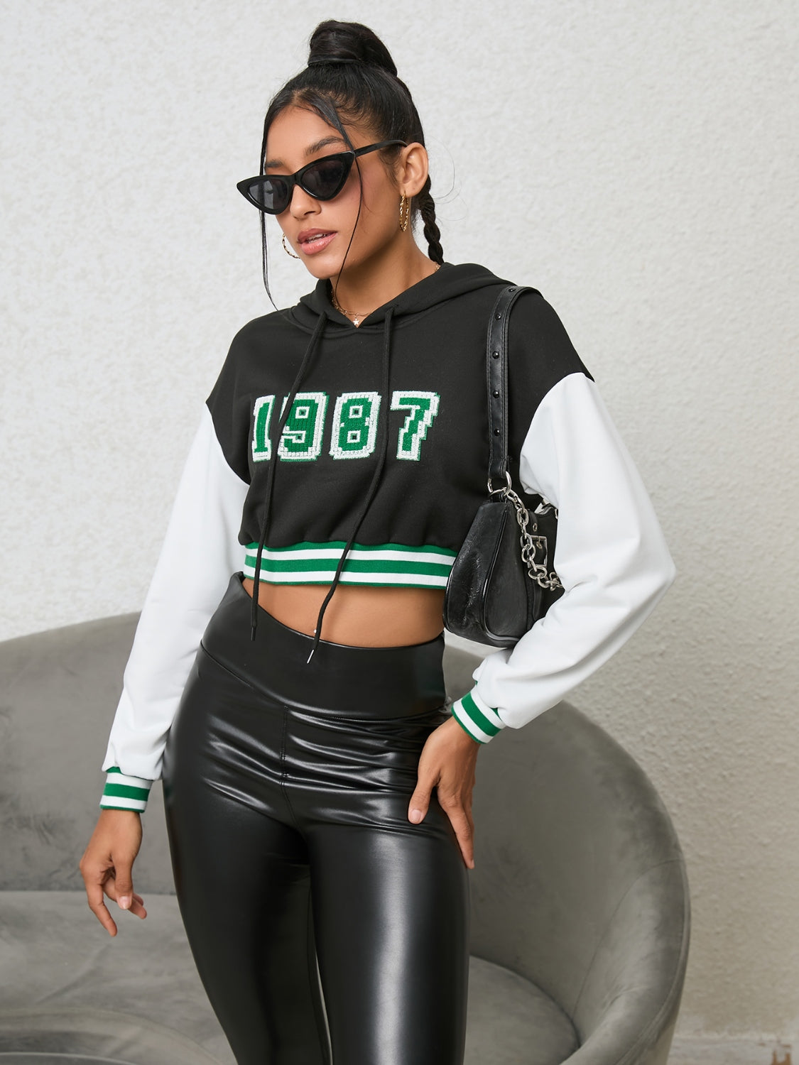 1987 Graphic Cropped Hoodie-Jewearrings