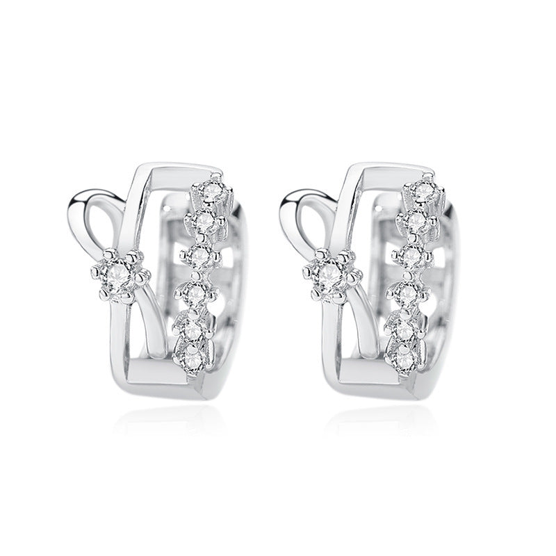 S925 Zircon Bow Double Row Earrings-Jewearrings