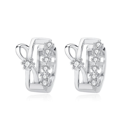 S925 Zircon Bow Double Row Earrings-Jewearrings