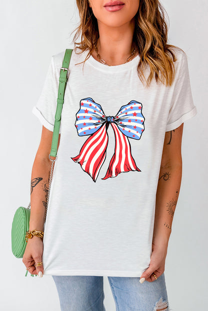 Bow Graphic Round Neck Short Sleeve T-Shirt-Jewearrings