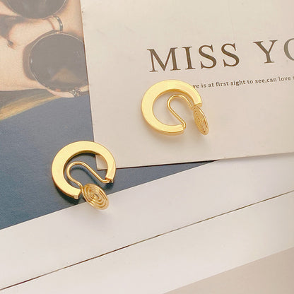 Top quality 18K Gold Color Mosquito Coil Clip on Hoop Earrings Hot Sale C Shape Copper C Shape Cuff Earrings Ear Clip-Jewearrings